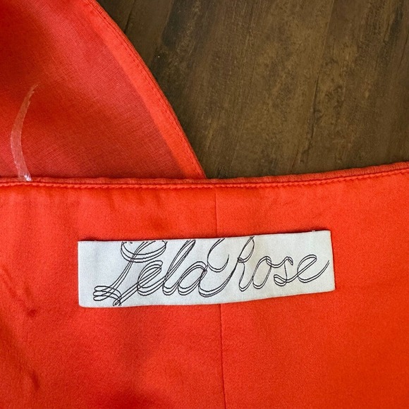 LELA ROSE Asymmetric One Shoulder Sheath Mini Dress in Orange/Red - Picture 10 of 13